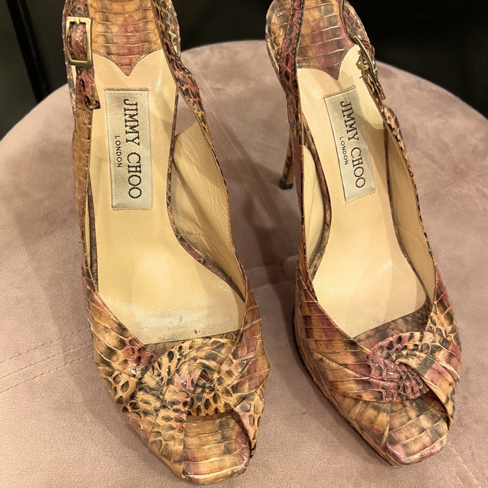 Jimmy Choo Snakeskin Slingbscks